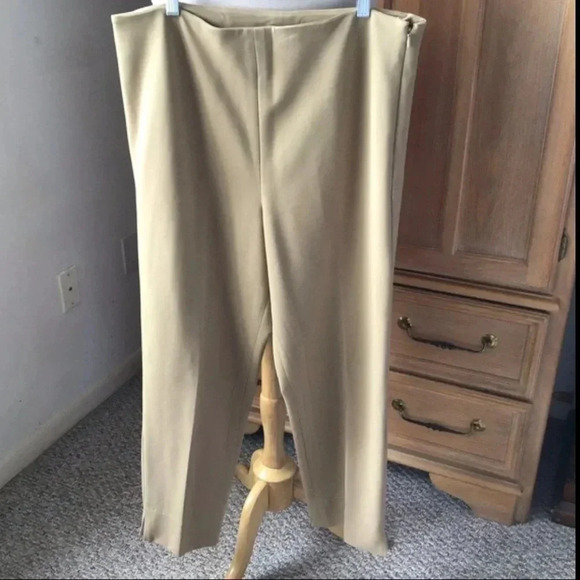 Leggiadro camel stretch cotton crop pants side zip Size 14 - Picture 6 of 7